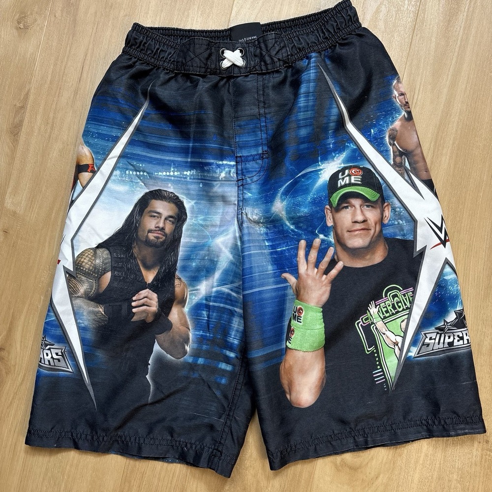 WWE Boys Swim Trunks Swimwear Large 10-12 2016 John Cena Super Stars Wrestling